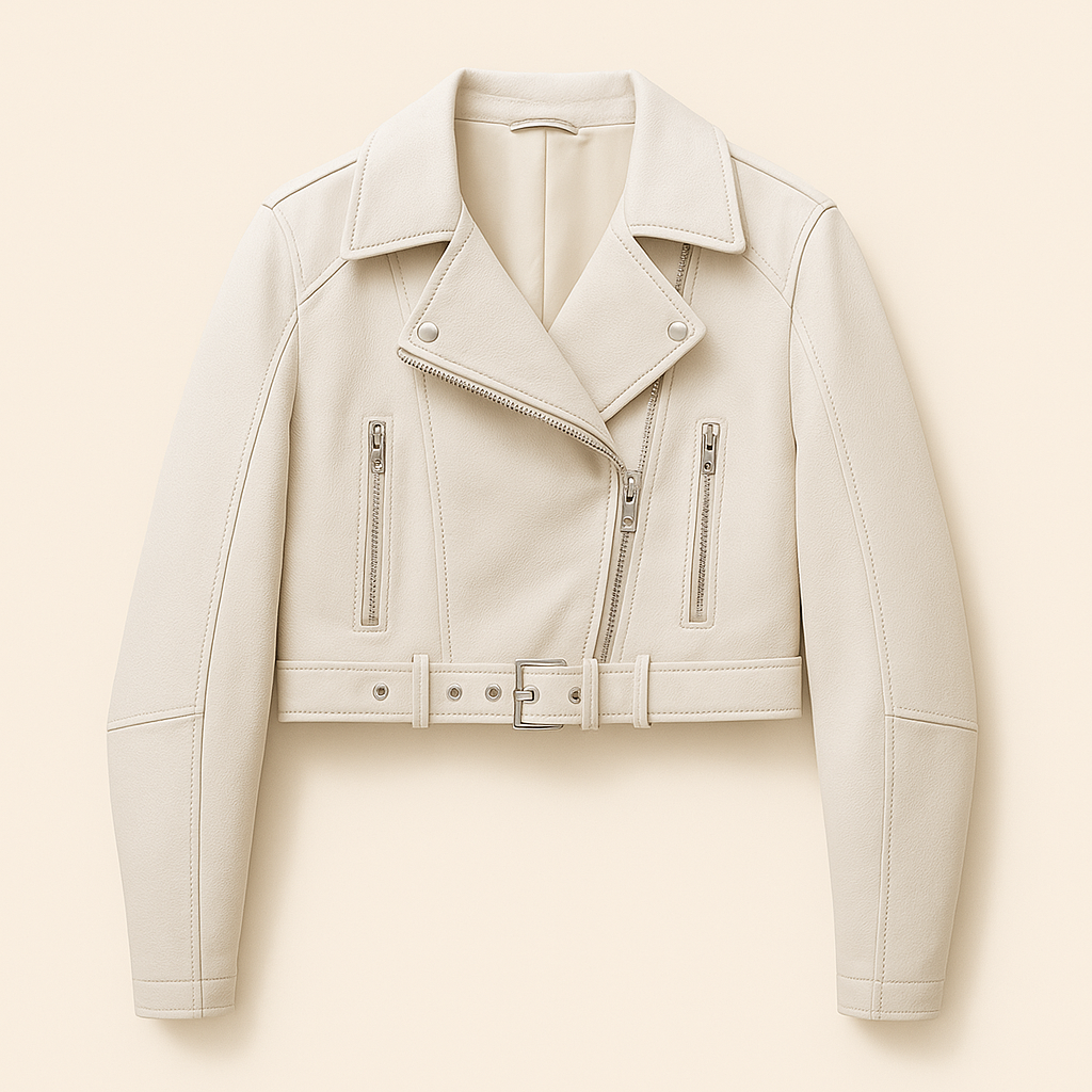 Éclatelle Washed PU Leather Short Biker Jacket
