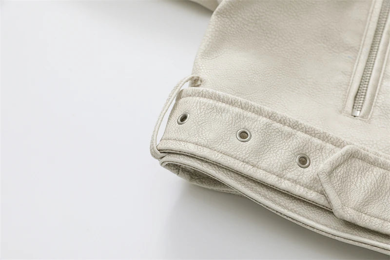 Éclatelle Washed PU Leather Short Biker Jacket