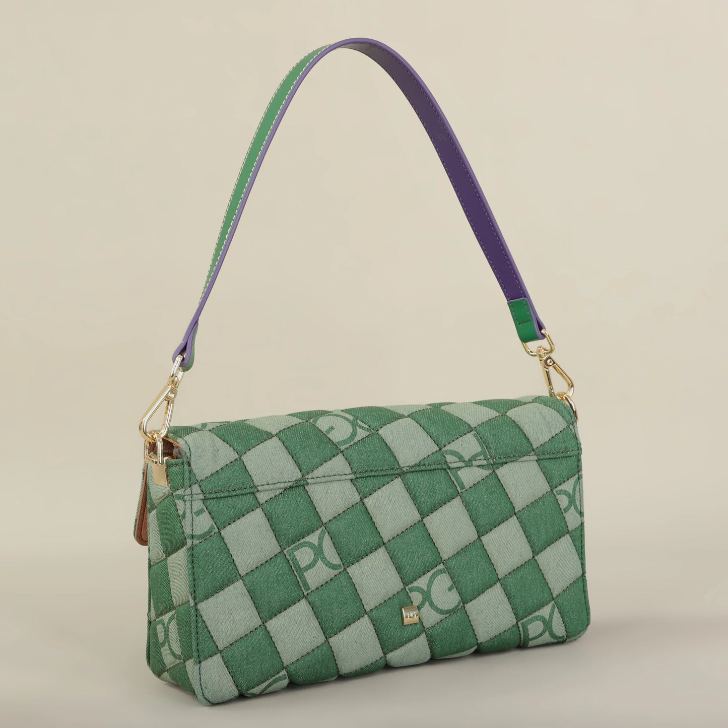 Éclatelle Premium Checkered Crossbody Bag with PU Leather & Gold Buckle