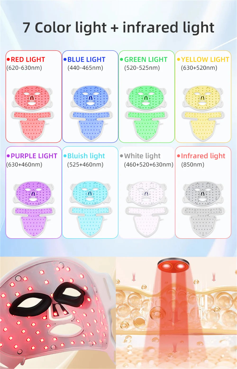 Éclatelle LED Skin Rejuvenation Mask – 8-Color Light Therapy for Face & Neck