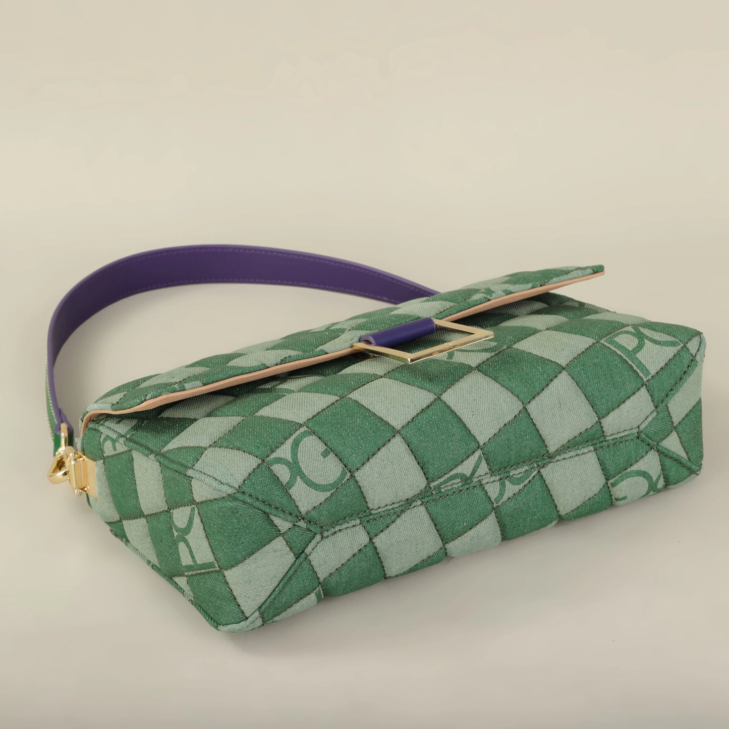 Éclatelle Premium Checkered Crossbody Bag with PU Leather & Gold Buckle