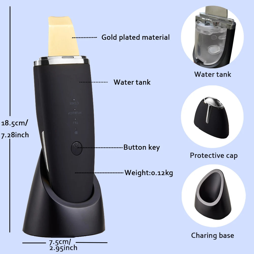 Éclatelle 24K Ultrasonic Skin Scrubber – Deep-Cleansing, EMS Lifting & Ion Therapy