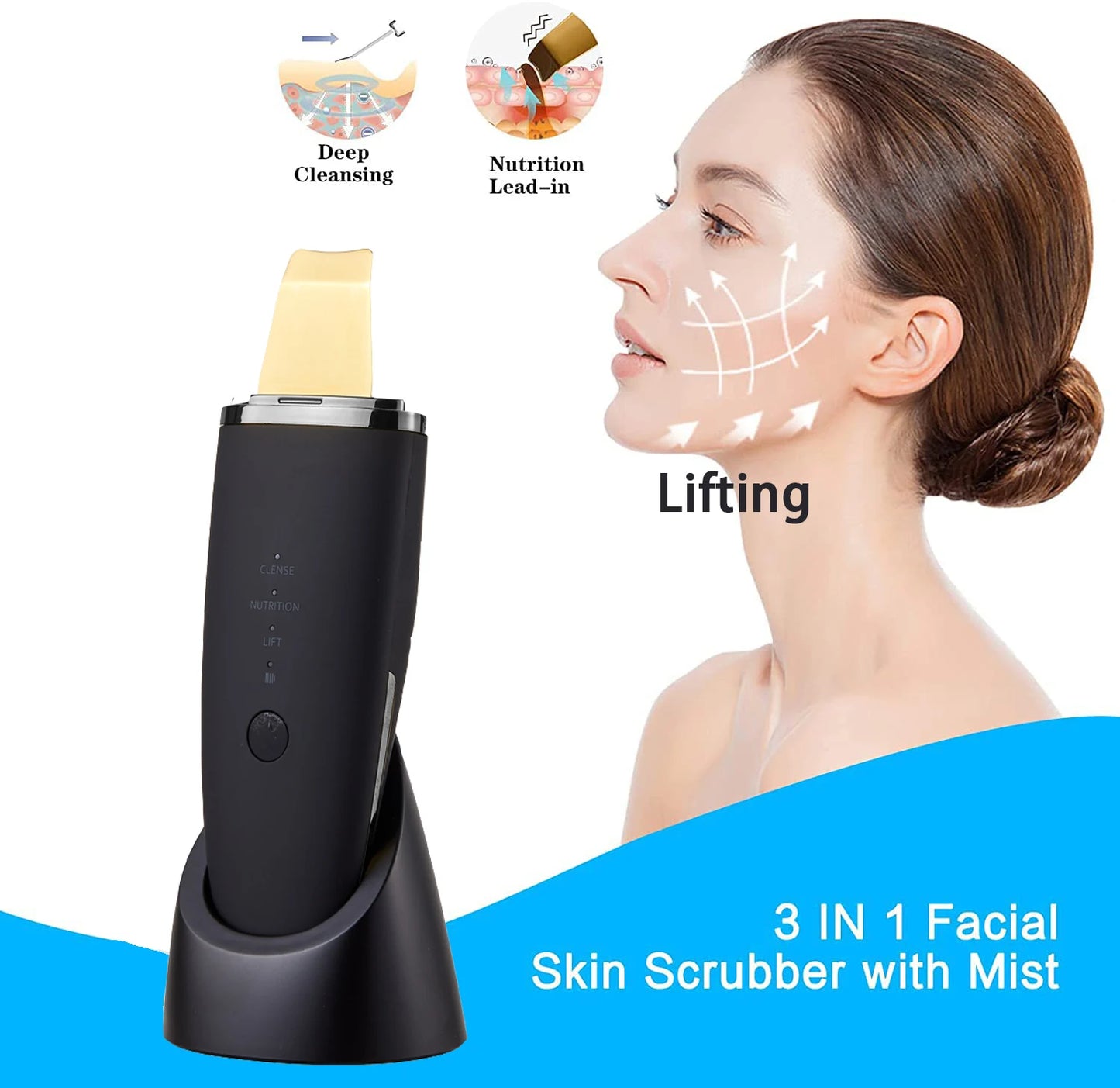 Éclatelle 24K Ultrasonic Skin Scrubber – Deep-Cleansing, EMS Lifting & Ion Therapy