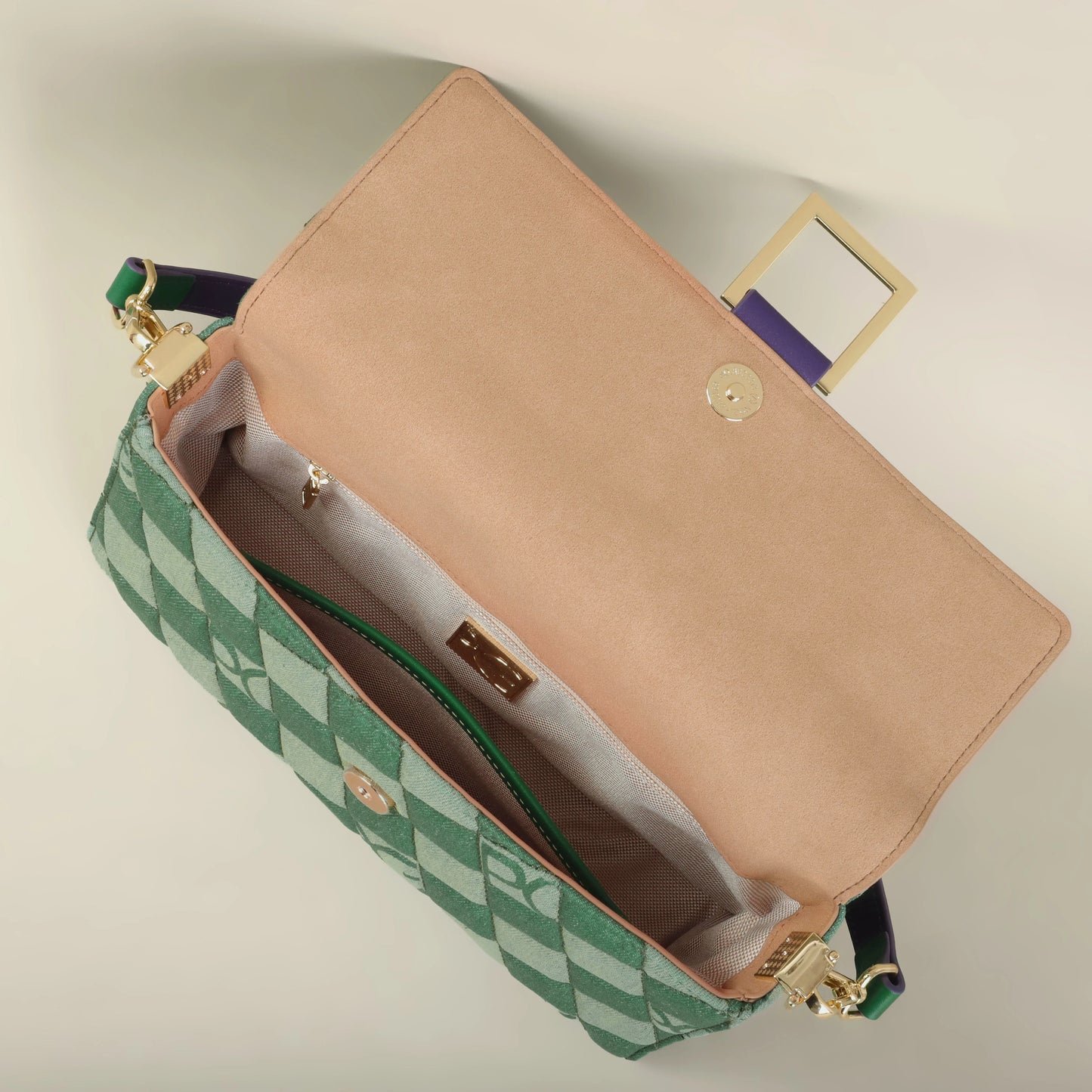 Éclatelle Premium Checkered Crossbody Bag with PU Leather & Gold Buckle