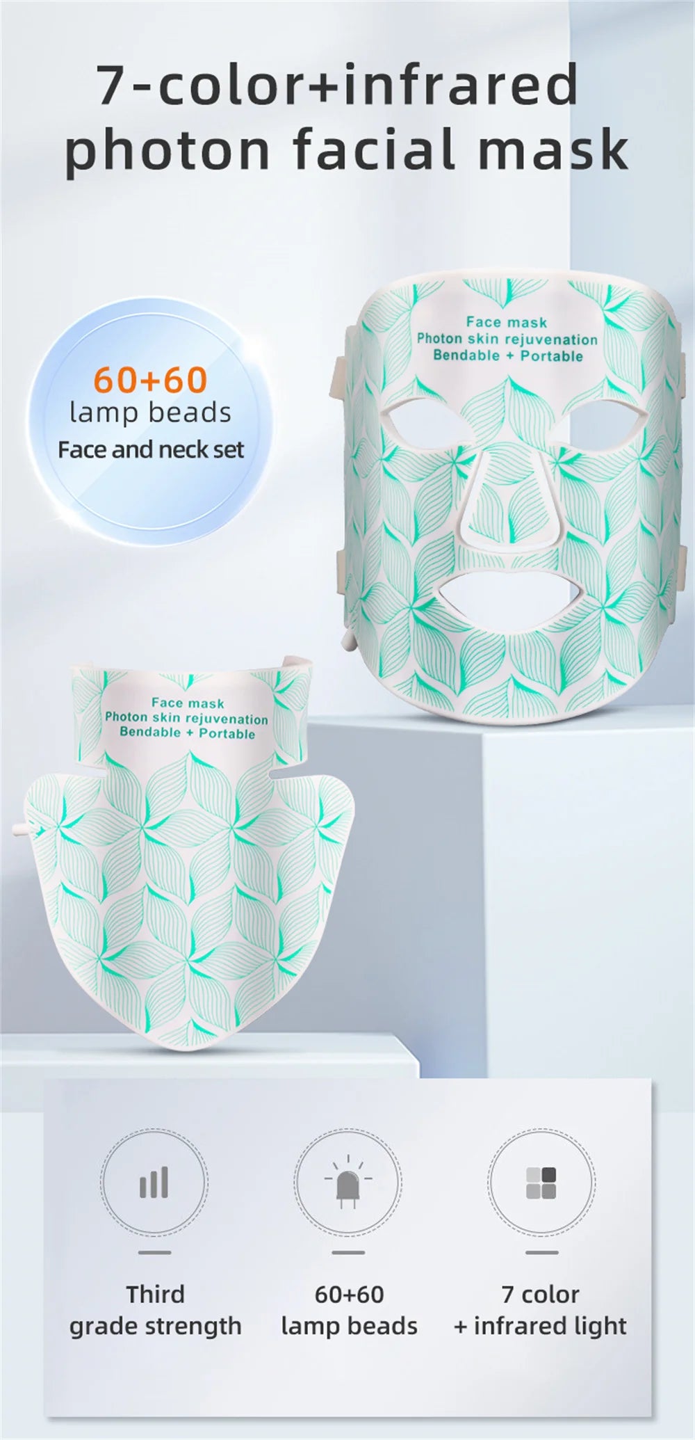 Éclatelle LED Skin Rejuvenation Mask – 8-Color Light Therapy for Face & Neck