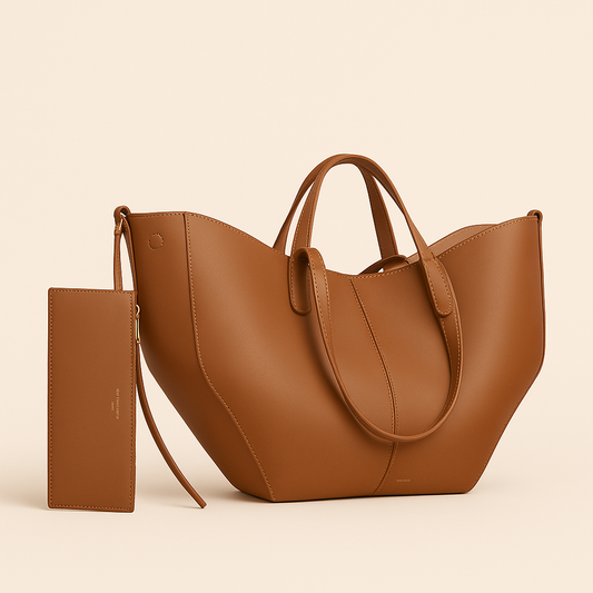 Éclatelle Elegant Faux Leather Tote Bag with Clutch