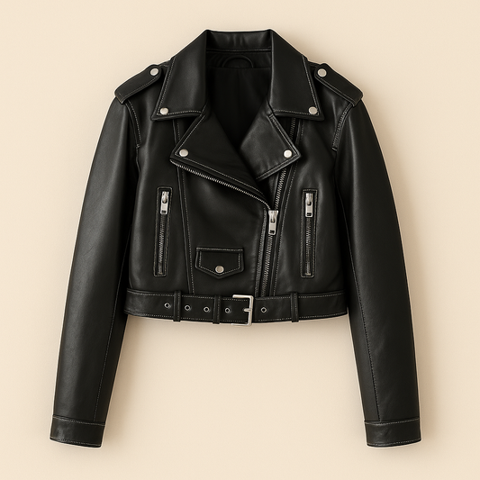 Éclatelle Washed PU Leather Short Biker Jacket