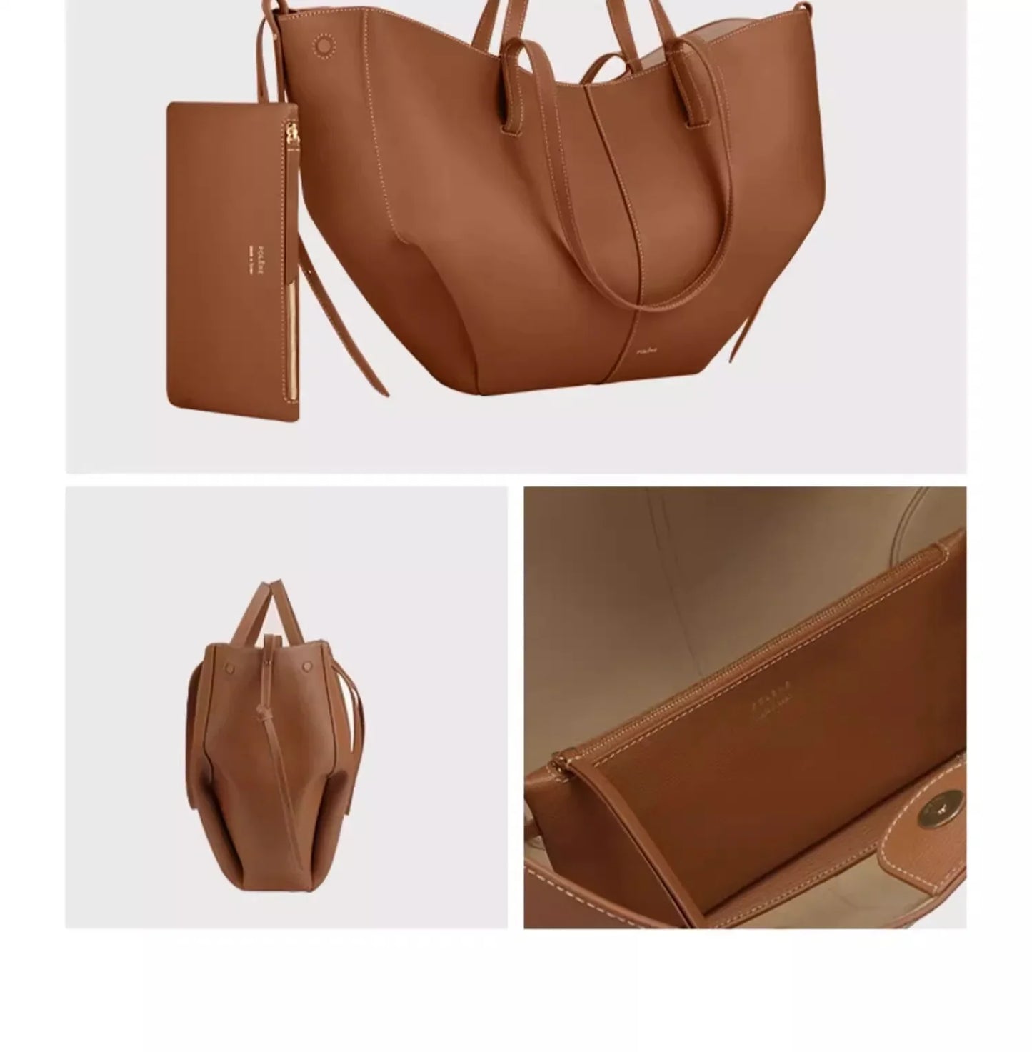 Éclatelle Elegant Faux Leather Tote Bag with Clutch